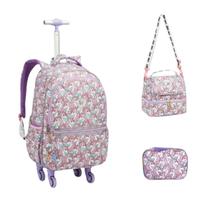 Mochila Rodinha Infantil Meninas Unicornio Coração