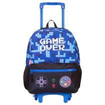 Mochila Rodinha Infantil Menino Game Over Plus Azul Sestini Mochila Rodinha Infantil Menino Game Over Plus Azul Sestini