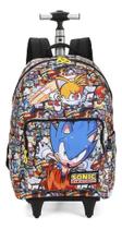 Mochila Rodinha Infantil Premium Sonic Tails Preto Luxcel