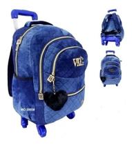 Mochila Rodinha Juvenil Feminino Escolar Com Chaveiro Pompom Mochila Rodinha Juvenil Feminino Escolar Com Chaveiro Pompom