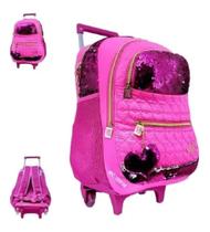 Mochila Rodinha Juvenil Menina Vkc Com Chaveiro E Paetê