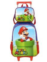 Mochila Rodinha + Lancheira Nintendo Poliéster - Luxcel