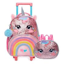 Mochila Rodinha + Lancheira Térmica Pack Me Sweet Unicórnio