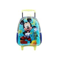 Mochila Rodinha M Escolar Infantil Mickey Mouse Disney Cor:Azul e laranja