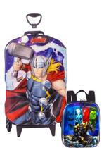 Mochila Rodinha Tripla Lancheira Thor Avengers 3D Maxtoy