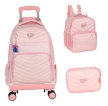 Mochila Rodinhas 360 Haste Dupla Crinkle Metalizado Up4you