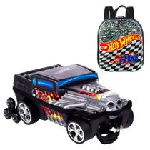 Mochila Rodinhas 3D Hot Wheels + Lancheira Escolar