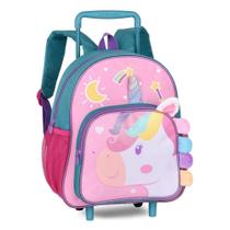 Mochila Rodinhas Com Alça Infantil Pre-Escolar Creche Unicórnio Clio Pets - - Clio Style