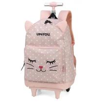 Mochila Rodinhas Com Alça Luxcel Up4You Gatinha Rosa