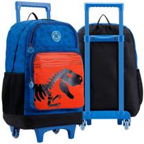 Mochila Rodinhas Dino Bolsa Escolar Dinossauro Infantil Azul - Xeryus