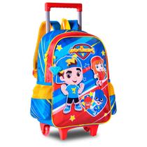 Mochila Rodinhas Escolar Os Aventureiros Luccas Neto Azul