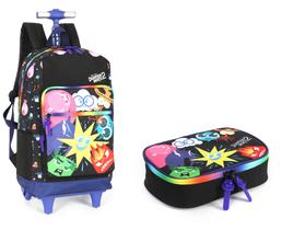 Mochila Rodinhas Estojo Box Divertidamente Juvenil Luxcel