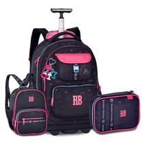 Mochila Rodinhas Feminina com Lancheira e Estojo Kit Escolar Mochila Rodinhas Feminina com Lancheira e Estojo Kit Escolar