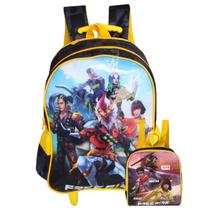 Mochila Rodinhas Garena Free Fire + Lancheira Escolar Gamer