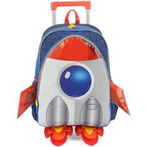 Mochila Rodinhas Infantil Escolar Menino Foguete Gd Vermelho Luxcel