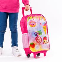 Mochila Rodinhas Infantil Sweeties Rosa 17L - Escolar Menina com Estampa Lúdica Mochila Rodinhas Infantil Sweeties Rosa 17L - Escolar Menina com Estampa Lúdica