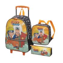 Mochila Rodinhas Lancheira Estojo Naruto Jiraiya Escolar Original