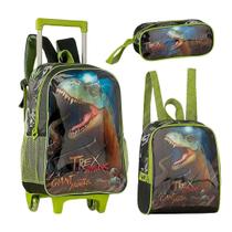 Mochila Rodinhas Lancheira+Estojo T-Rex Attack - Clio Mochila Rodinhas Lancheira+Estojo T-Rex Attack - Clio