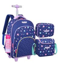 Mochila Rodinhas Menina + Lancheira Termica + Estojo Escolar Mochila Rodinhas Menina + Lancheira Termica + Estojo Escolar