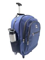 Mochila Rodinhas Notebook Escolar Viagem Facul Azul