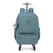 Mochila Rodinhas Notebook Tecido Crinkle Chaveiro Pelúcia Mochila Rodinhas Notebook Tecido Crinkle Chaveiro Pelúcia