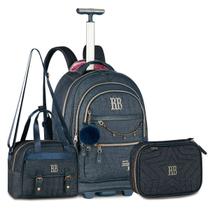 Mochila Rodinhas Rebecca Bonbon Jeans com Lancheira e Estojo Mochila Rodinhas Rebecca Bonbon Jeans com Lancheira e Estojo
