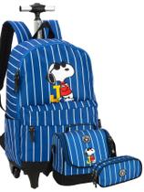 Mochila Rodinhas Snoopy 55cm Poliéster Alças Acolchoadas