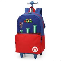 Mochila Rodinhas Super Mario Bros Juvenil Escolar Bolsa Rodas Infantil Reforçada Menino Menina