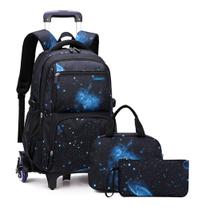 Mochila rolante Bansusu Galaxy Print Boys com lancheira Mochila rolante Bansusu Galaxy Print Boys com lancheira