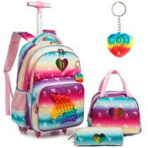 Mochila rolante Meetbelify Unicorn para meninas com lancheira Mochila rolante Meetbelify Unicorn para meninas com lancheira