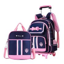 Mochila rolante MITOWERMI para meninas Trolley Bookbag com lancheira