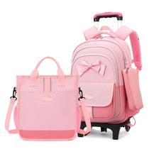 Mochila rolante para meninas MITOWERMI 32x24x44 cm, conjunto rosa