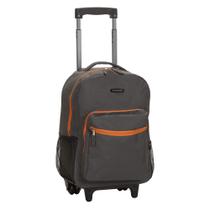 Mochila rolante Rockland Double Handle de 17 polegadas a carvão