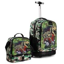 Mochila rolante Tilami Dinosaur Camouflage de 19 polegadas com lancheira