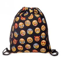 Mochila Saco Carinha Emoji Divertido Bolsa Sacochila 01720