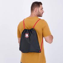 Mochila Saco Corinthians Esportiva Preta e Vermelha Mochila Saco Corinthians Esportiva Preta e Vermelha