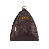 Mochila saco de couro com alça em zíper Malu café Feminino