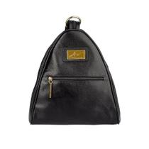 Mochila saco de couro com alça em zíper Malu preta Feminino