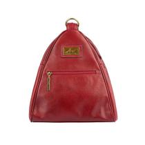 Mochila saco de couro com alça em zíper Malu vermelha Feminino