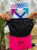 Mochila Saco Nylon FITNESS Academia Esportiva Gym Bag Fitness Unissex Cordão Preto Sack Outline Nylon Resistente Sacochila