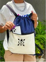 Mochila Saco Nylon LOVE ACADEMIA Academia Esportiva Gym Bag Fitness Unissex Cordão Preto Sack Outline Nylon Resistente Sacochila