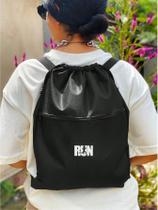 Mochila Saco Nylon RUN Academia Esportiva Gym Bag Fitness Unissex Cordão Preto Sack Outline Nylon Resistente Sacochila