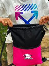 Mochila Saco Nylon TENTANDO SER FITNESS Academia Esportiva Gym Bag Fitness Unissex Cordão Preto Sack Outline Nylon Resistente Sacochila