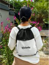 Mochila Saco Nylon UNHOLY Academia Esportiva Gym Bag Fitness Unissex Cordão Preto Sack Outline Nylon Resistente Sacochila