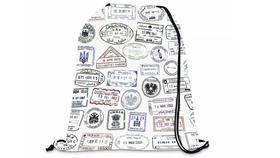 Mochila Saco Personalizada Academia Viagens Carimbo de Passaporte - Deluzz