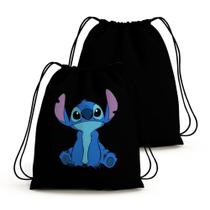 Mochila Saco Stitch Infantil Feminina Escola Passeio Azul
