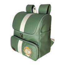 Mochila Safari Leão Bordado Com Bolso Frontal e Zíper - 01 Peça Mochila Safari Leão Bordado Com Bolso Frontal e Zíper - 01 Peça