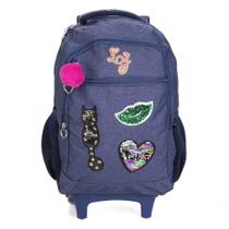 Mochila Santino Lili July Patches Paetês Com Rodinhas