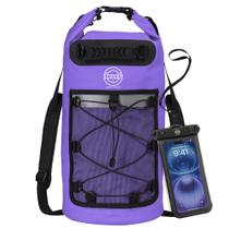 Mochila seca impermeável STOVER com capa de telefone, roxa de 30 litros