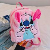 Mochila Sem Rodinha Infantil Pelucia Stitch Escolar 7L Azul Menino e Menina Disney - Volta as Aulas